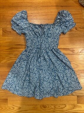 Blue Floral Smocked Dress